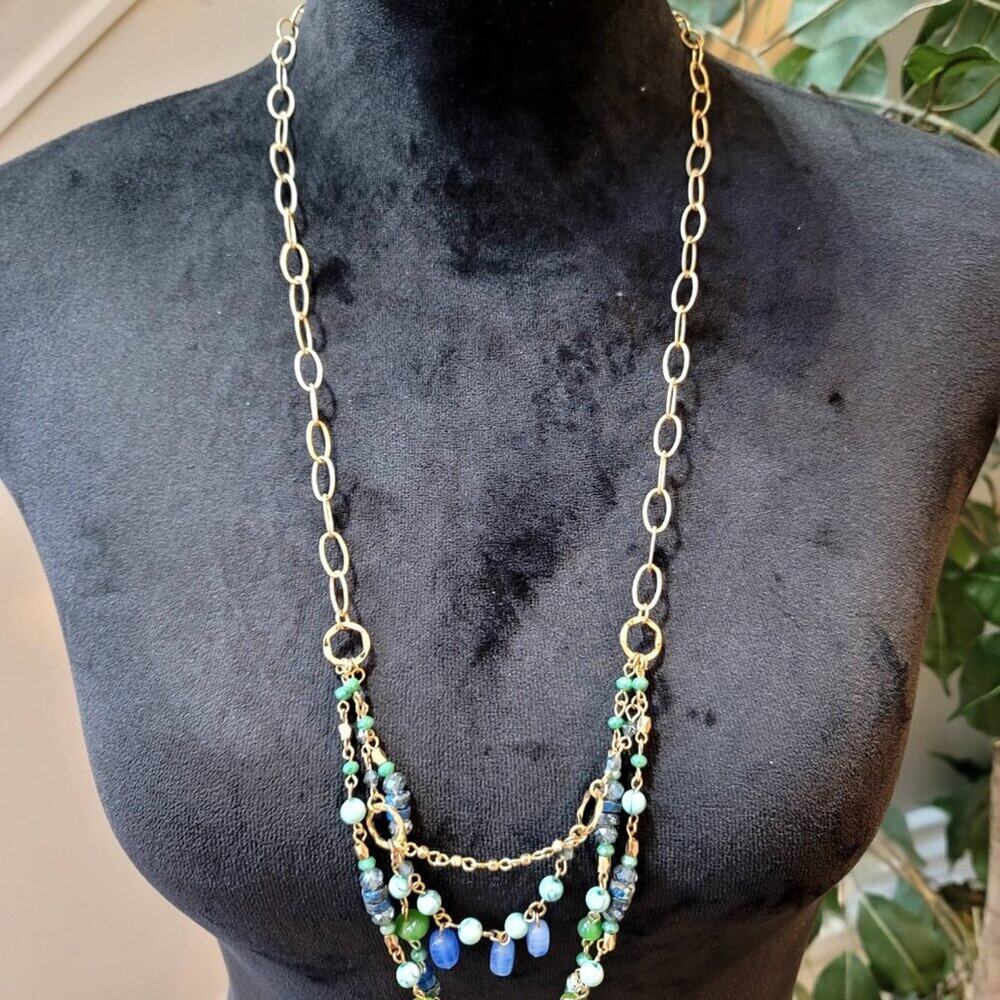 Womens Multicolor Multiple Beaded Link Chain Neck… - image 2